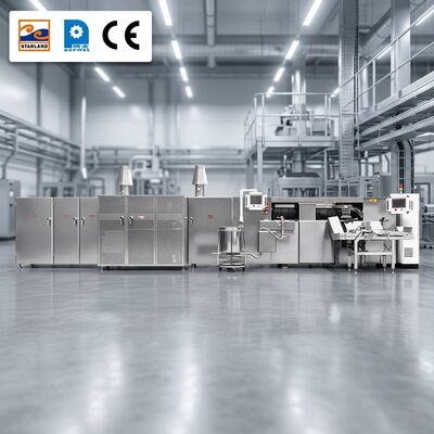 Stainless Steel Waffle Roll Making Equipment Gas Heating Method Industrial Biscuit Production Line For Baking Process
