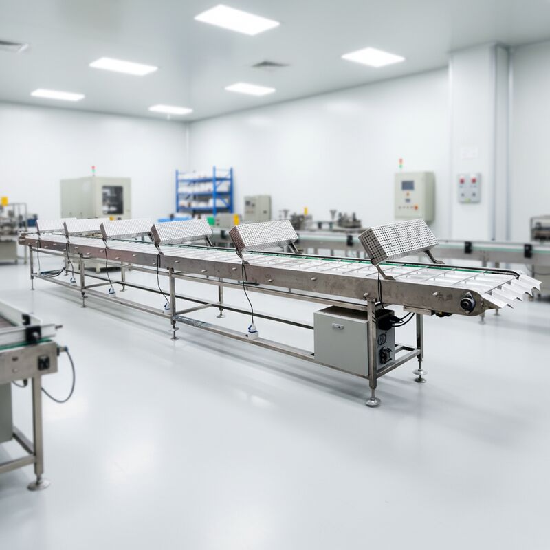 Nguồn điện băng tải làm mát Marshalling được thiết kế cho quy trình chế biến thực phẩm liên tục
