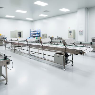 Nguồn điện băng tải làm mát Marshalling được thiết kế cho quy trình chế biến thực phẩm liên tục