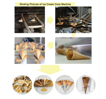 Snack Food Waffle Cone Máy làm kem thương mại 10kg / giờ